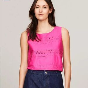 Tommy Hilfiger Sleeveless Embroidered A Line Type Pink Eyelet Medium NWT